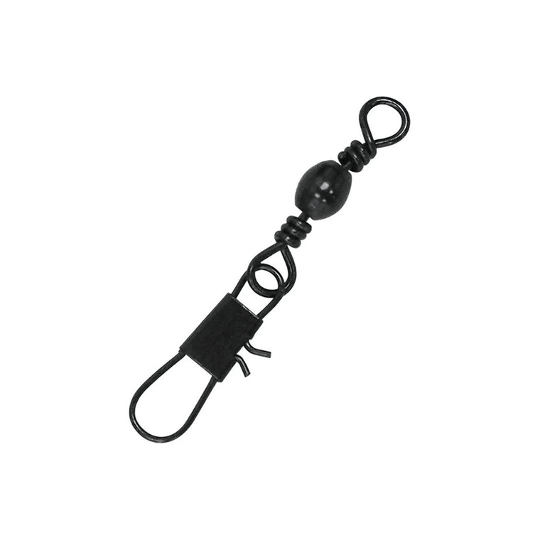 Eagle Claw Barrel Swivel with Interlock Snap, Black, 12ct