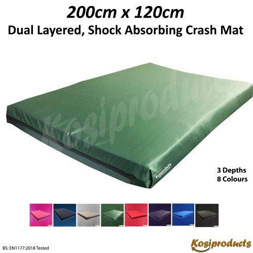 High Impact Crash Mats, Ultra Large Shock Absorbing Dual Layered Gym Mats 200cm x 120cm Green-5