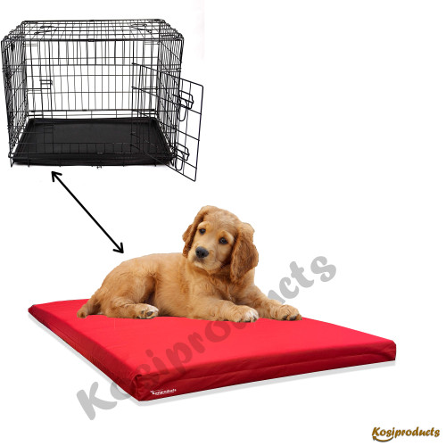 Dog Cat Cage Crate Mat Bed  Mattress Tough Water Resistant Red Cover 5cm thick-5