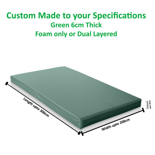 bespoke Crash Mats, Seating Pads Green 6cm Thick