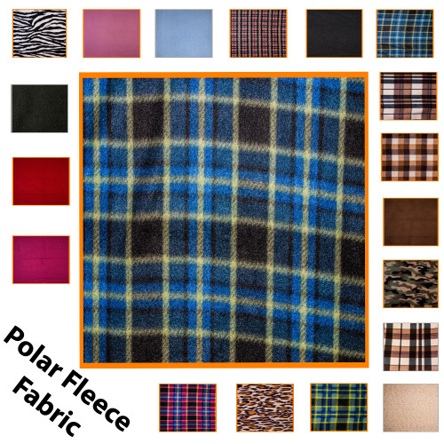 Kosikrafts 100% Polyester Blue Check Fleece Fabric-2