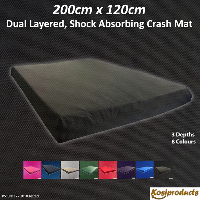 High Impact Crash Mats, Ultra Large Shock Absorbing Dual Layered Gym Mats 200cm x 120cm Black-2