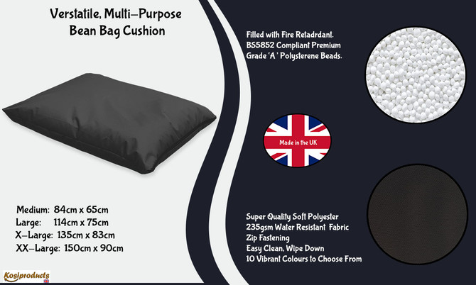 Large Beanbag Floor Cushions, Floor Pillow Black-5