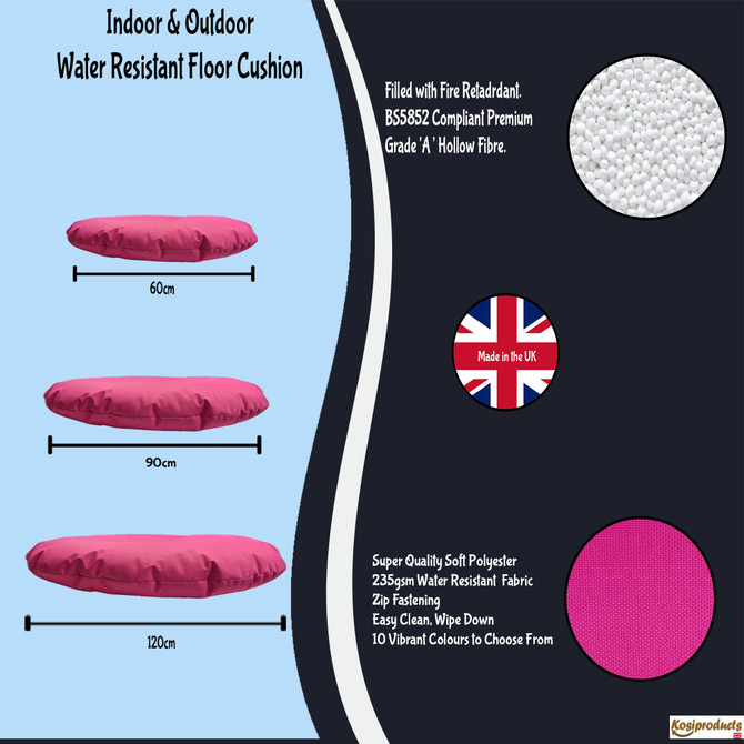 Pink Beangbag Round Floor Cushions Indoor and Outdoor Water Resistant-3