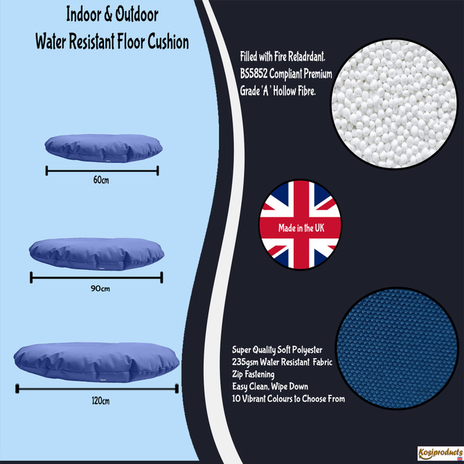 Navy Blue Beangbag Round Floor Cushions Indoor and Outdoor Water Resistant-3