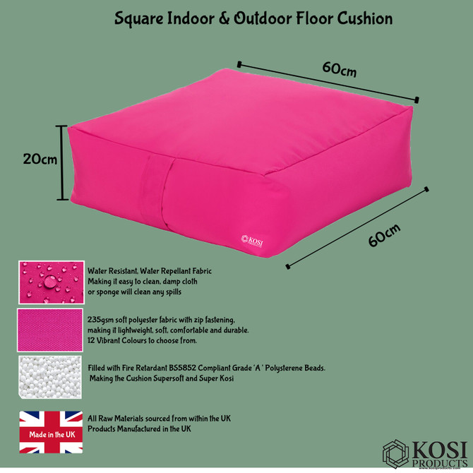 Pink Floor Cushion Square Pillow Beanbag Thick Outdoor Garden Chair Seat-5