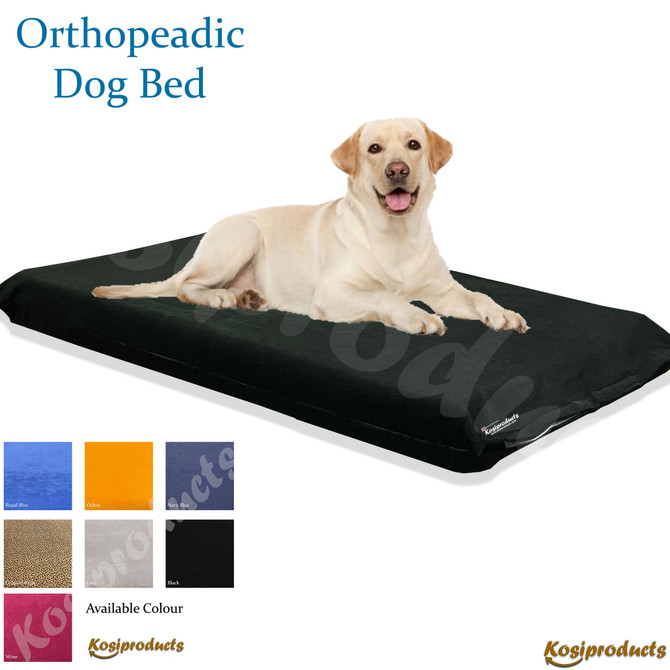 Black Non-Slip Orthopedic Waterproof Dog Bed Mattress, Fleece Fabric Cover - 1
