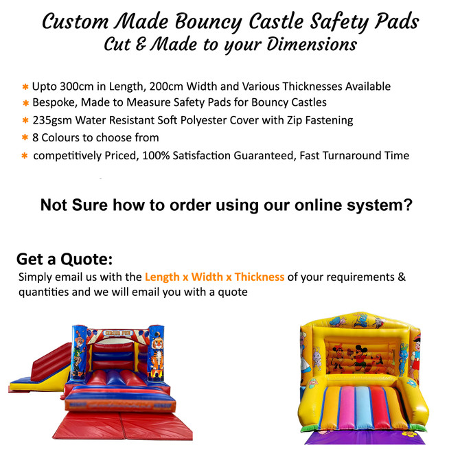 Custom Made to Measure bespoke safety Pads bouncy castles. playground schools