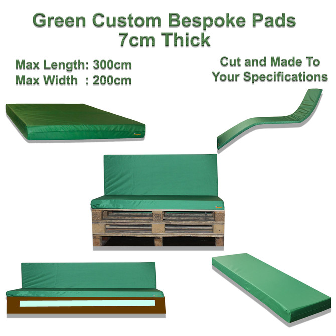 Made to Measure bespoke Crash Mats, Seating Pads Green 7cm Thick