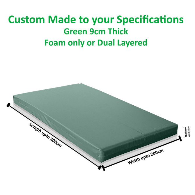 bespoke Crash Mats, Seating Pads Green 9cm Thick