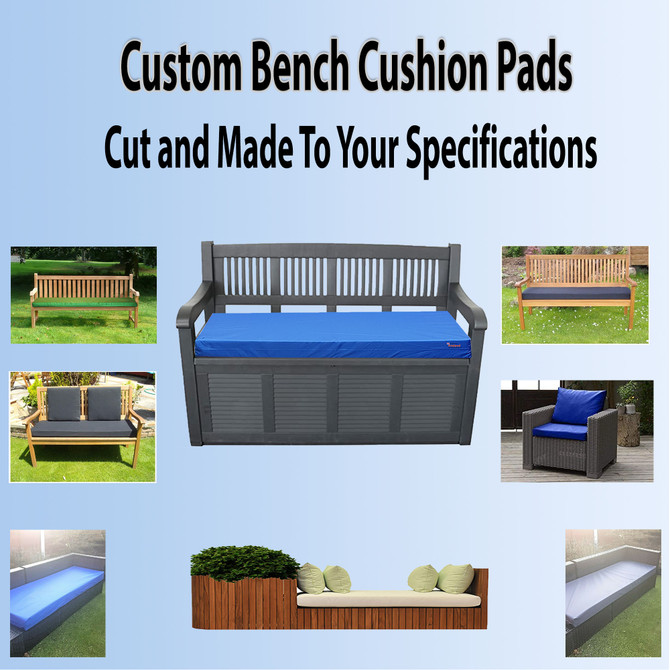 Custom Made to Measure bespoke Pads for bench, seats, chairs Navy-11cm
