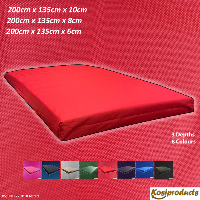 High Impact Crash Mats, Ultra Large Shock Absorbing Dual Layered Gym Mats 200cm x 135cm Red-1