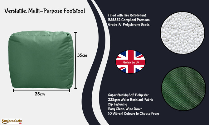 Ottoman Bean Bag Footstool Pouf Green Dimension 35x35