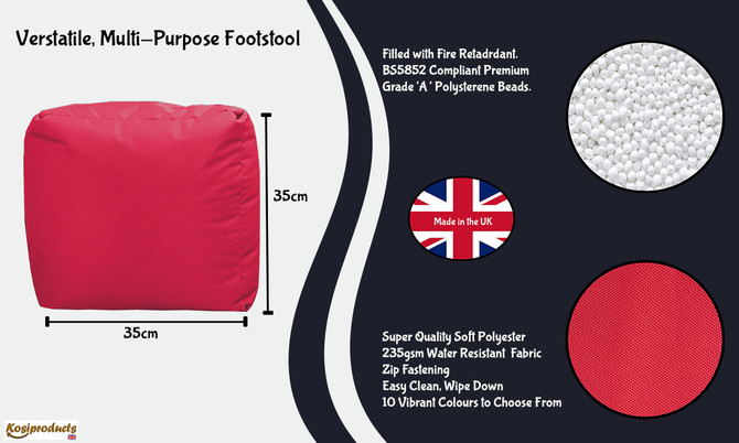 Ottoman Bean Bag Footstool Pouf Red  Dimension 35x35
