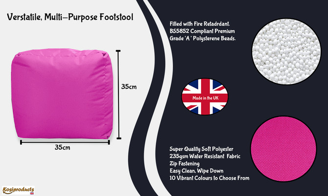 Ottoman Bean Bag Footstool Pouf Pink Dimension 35x35