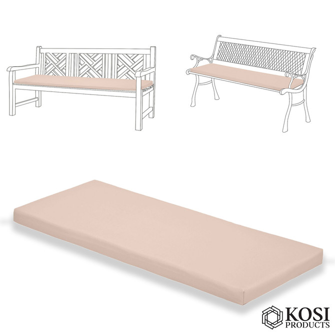 2 Seater Bench Seating Pad Cushion 117cm x 39cm x 5cm for Garden Benches Beige