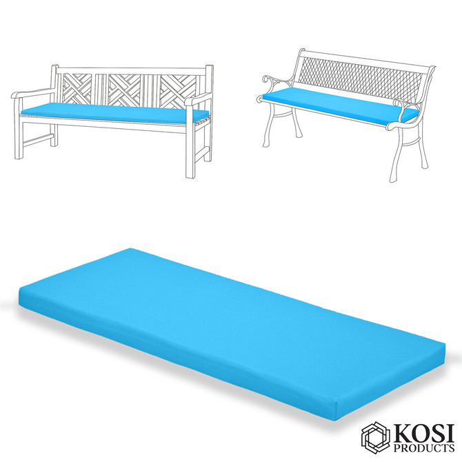 2 Seater Bench Seating Pad Cushion 120cm x 33cm x 5cm for Garden Benches Turquoise