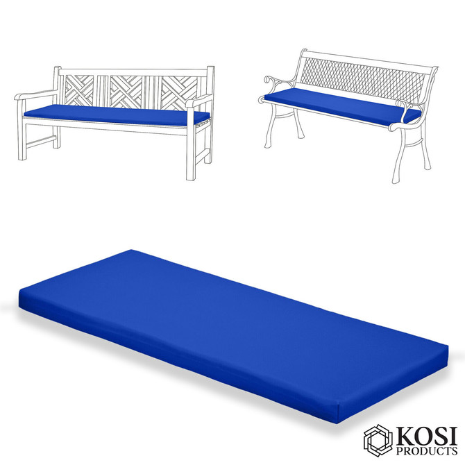 2 Seater Bench Seating Pad Cushion 120cm x 33cm x 5cm for Garden Benches Royal Blue