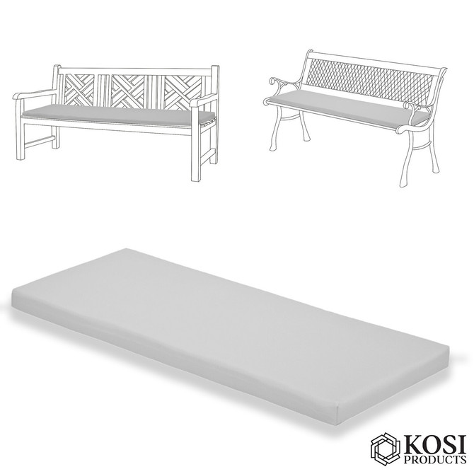 2 Seater Bench Seating Pad Cushion 120cm x 33cm x 5cm for Garden Benches Grey