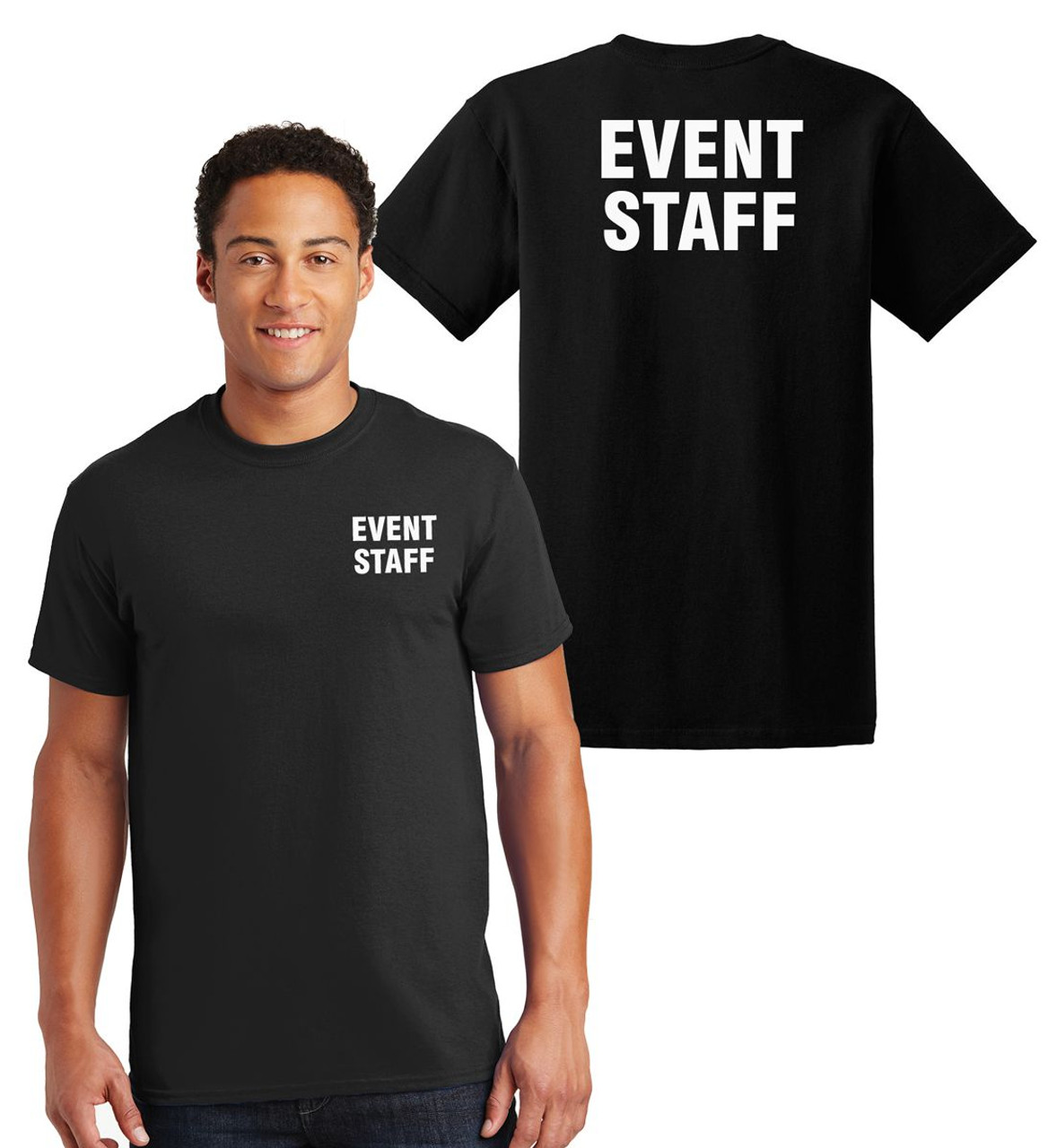 Event Staff T Shirts Printed Left Chest and Back Black