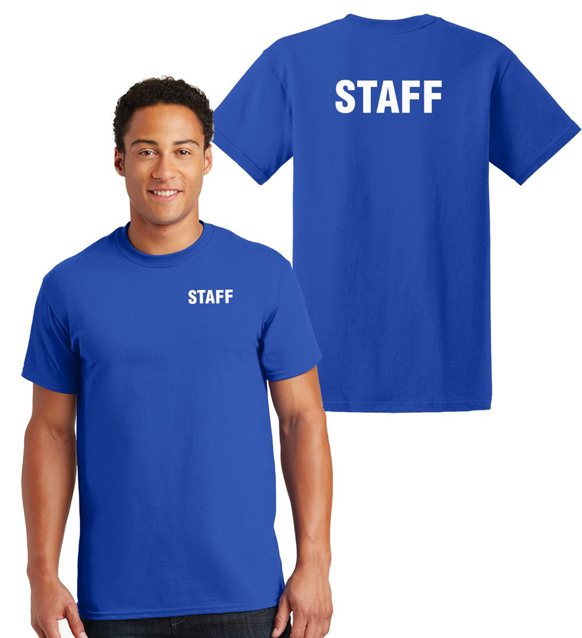 Staff Cotton T Shirts Printed Left Chest and Back Royal