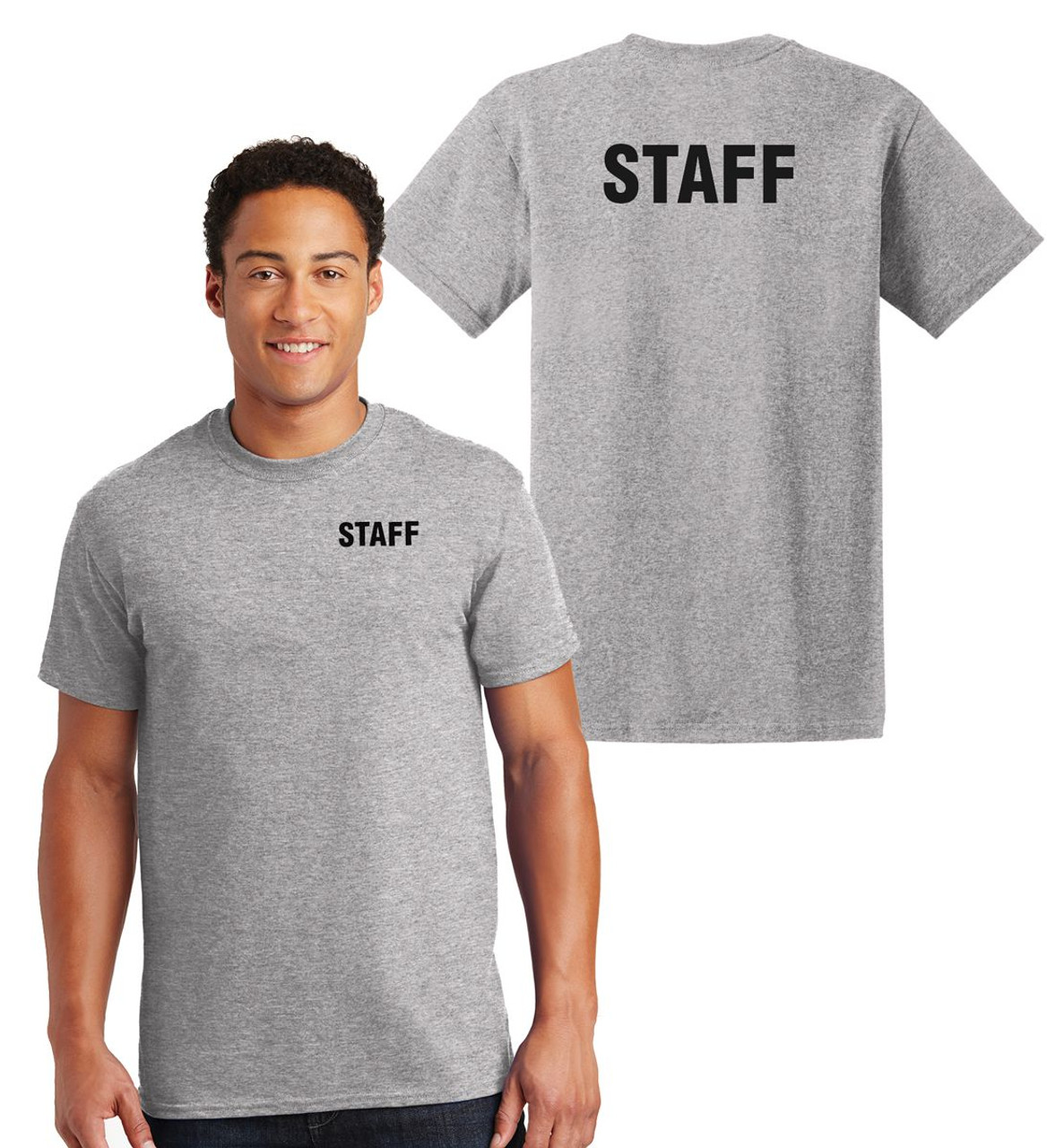 Staff Cotton T Shirts Printed Left Chest and Back Grey