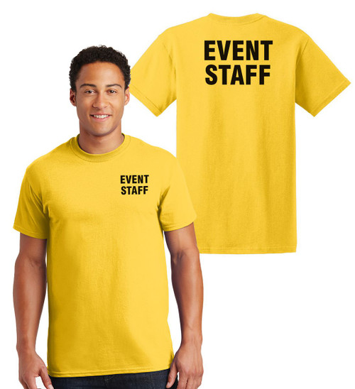 Event Staff Cotton T-Shirts Printed Left Chest and Back,Yellow