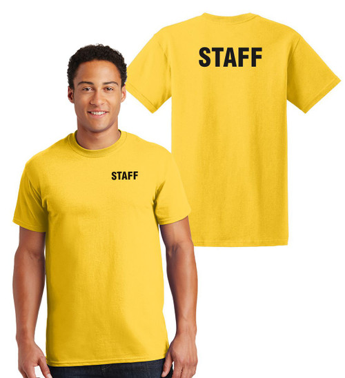 Staff Cotton T-Shirts Printed Left Chest and Back,Yellow