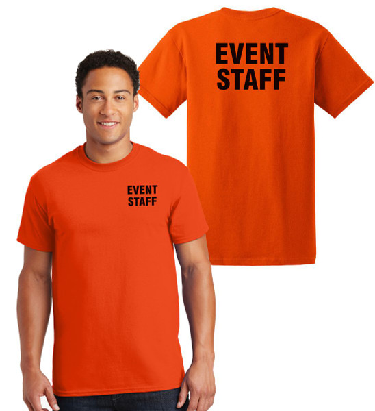 Event Staff Cotton T-Shirts Printed Left Chest and Back,Orange