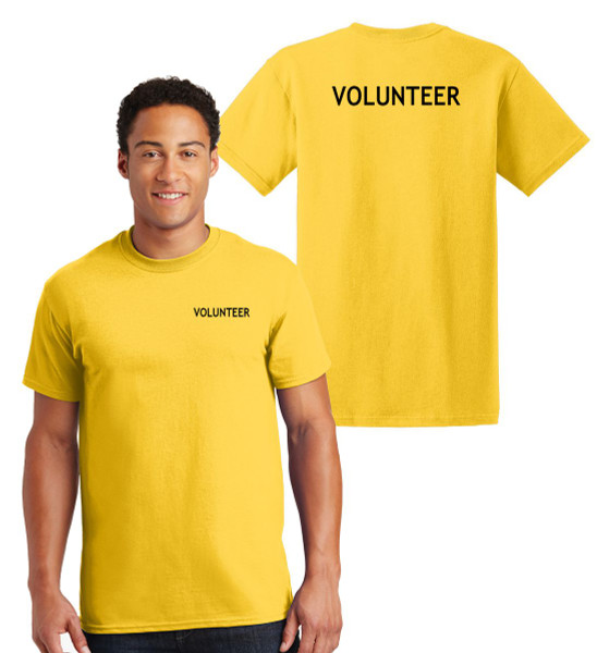 Volunteer Cotton T-Shirts Printed Left Chest and Back,Yellow