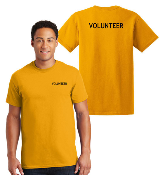 Volunteer Cotton T-Shirts Printed Left Chest and Back,Gold