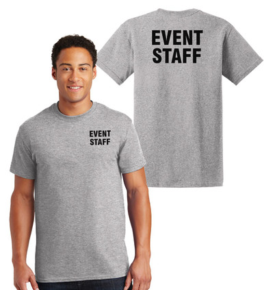 Event Staff Cotton T-Shirts Printed Left Chest and Back,Grey