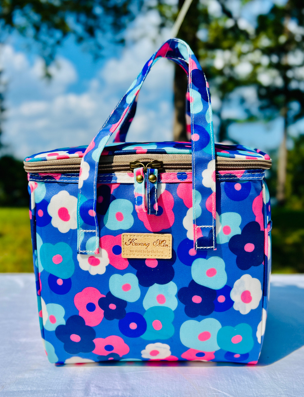 バッグ B. FLORET BOX BAG Indigo And Whales Purple Insulated Lunch bag for Women, MidSummer