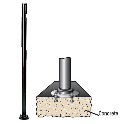 Surface Mount Pole with Hardware for H1N and H9N Receptacles, 64in H x 2in Dia. Black