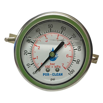 Liquid Filled Pressure Gauge, 100PSI, PurClean PGLB-25100C