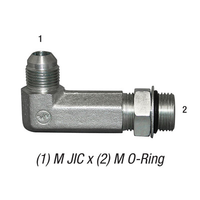 Extra Long Elbow, 1/2in Male JIC x 7/8-14 Male Straight Thread x 5/8in O-Ring, Steel Zinc Coated, 6801-8-10LL