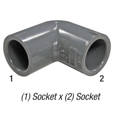 90° Elbow, 3/4in SLP Socket x 3/4in SLP Socket, PVC SCH80, Gray