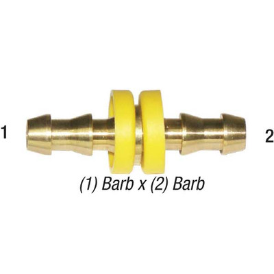 Lock-On Hose Splicer, 1/2in Barb x 1/2in Barb, Brass