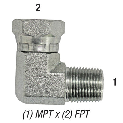 Elbow, 3/8in MPT x 1/2in FPT, Steel Zinc Coated, 1501-6-8
