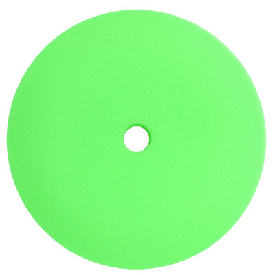Buffing Foam Pad, 9in Dia. 60 Pores Per Inch (PPI), Recessed Curved Edge Pad, Green Polyester, S.M. Arnold 44-619