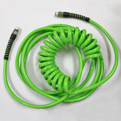 Technithane Auto Spiral Hose, Polyurethane, 1/4in x 25ft L, 140PSI Working Pressure, Light Green