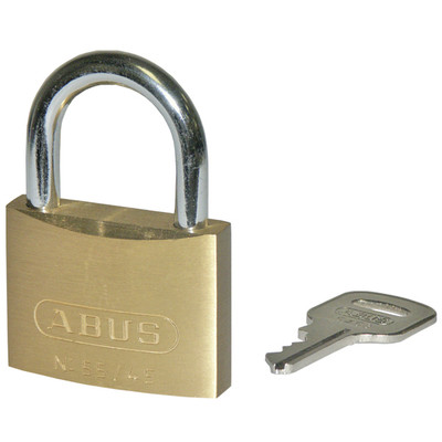 Padlock, 2-3/8in W x 5/16in Dia. 4-Pin Tumbler, Brass with Chrome-Plated Hardened Steel Shackle, Abus L5560