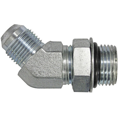 45° Elbow, 1/2in Male JIC x 7/8-14 Male Straight Thread x 5/8in O-Ring, Steel Zinc Coated, 6802-8-10