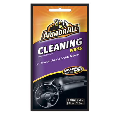 Armor All Cleaning Wipes, 7in x 8in, 2 Count Per Package, Vending Pack of 100
