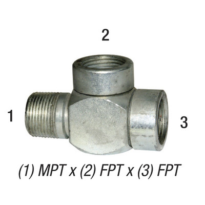 Run Tee Pipe, 3/4in MPT x 3/4in FPT x 3/4in FPT, Steel Zinc Coated, 5602-12