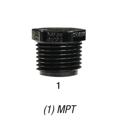 Hex Head Plug, 1/2in MPT, PVC SCH40, Black