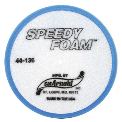 Polishing Foam Pad, 6in Dia. 70 Pores Per Inch (PPI), Flat Pad, Blue Polyester, S.M. Arnold 44-136