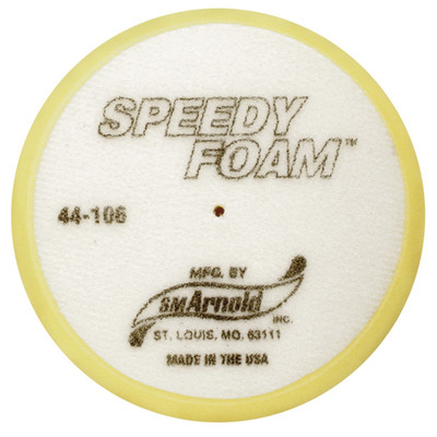 Buffing Foam Pad, 6in Dia. 50 Pores Per Inch (PPI), Flat Pad, Yellow Polyester, S.M. Arnold 44-106