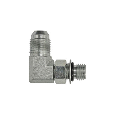 90° Elbow, 3/8in Male JIC x 7/16-24in Male Straight Thread x O-Ring, Steel Zinc Coated, 6801-6-4