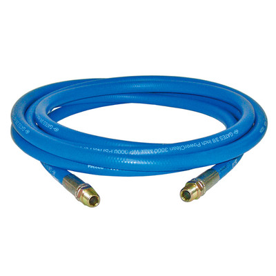 Single Wire Braid Hose Assembly, 3/8in I.D. x 4ft L with Fittings, Blue
